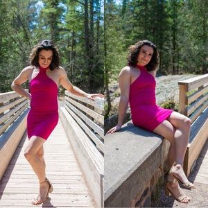 Blue Blush Vibrant Pink Backless Dress